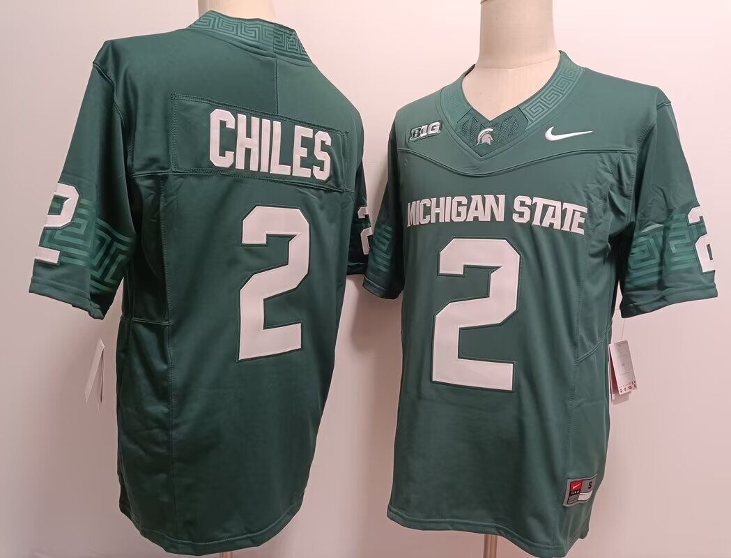Men Michigan State Spartans #2 Chiles green 2024 NCAA Nike jersey->more ncaa teams->NCAA Jersey